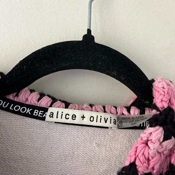 Alice + Olivia Crochet Hooded Tie Dyed Zip-up Hoodie- Cotton Blend - Sma… - Picture 9 of 12